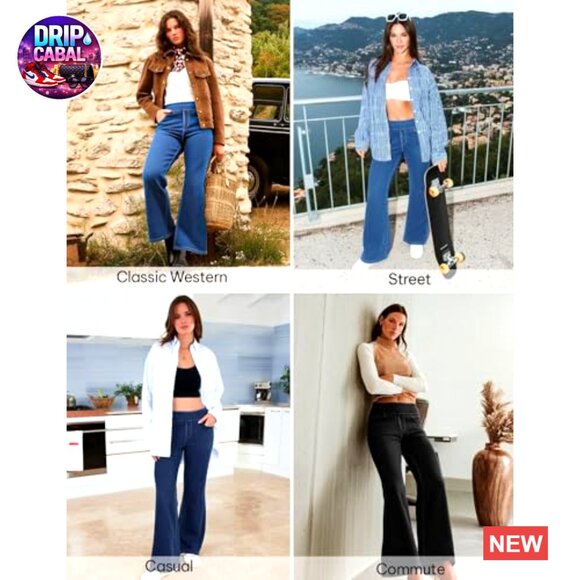 High Waisted Flare Jeans Stretchy Pull On Bell Bottom Denim Pants Trendy - Picture 7 of 7